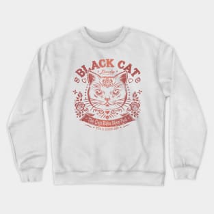 Cat Head with Flowers and Slogans Crewneck Sweatshirt